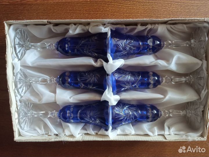 Рюмки цветной хрусталь Чехия. Ручная работа