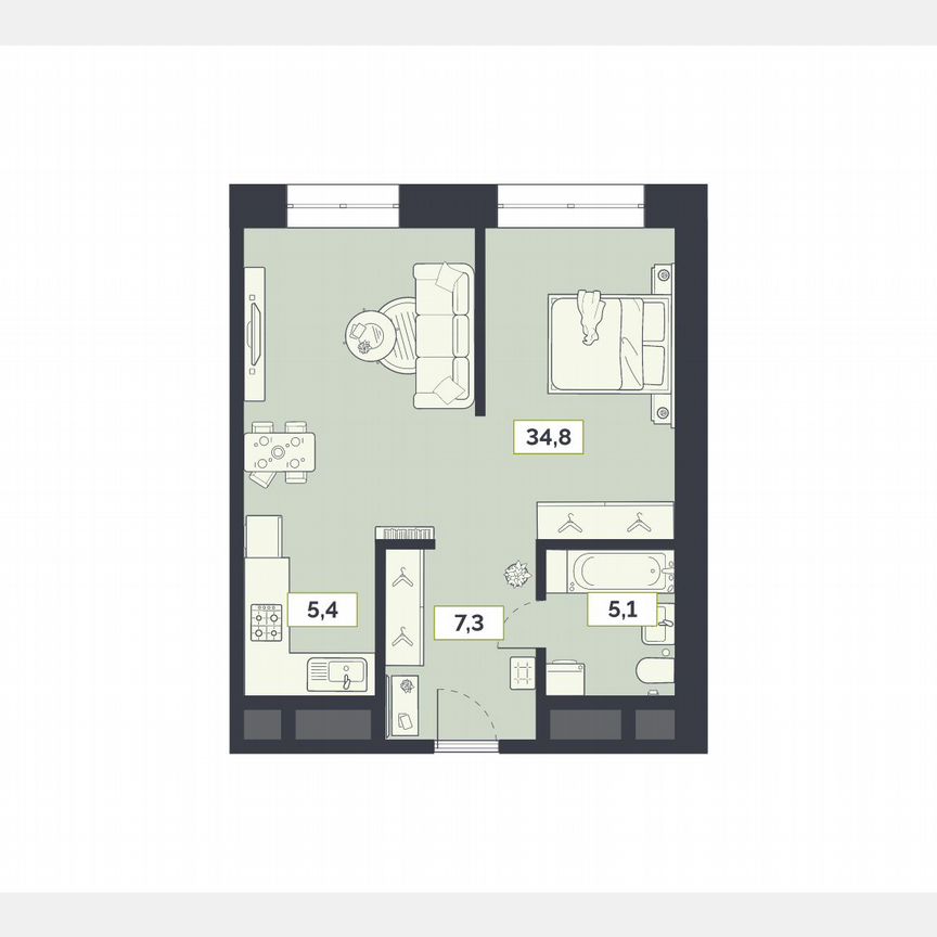 1-к. квартира, 52,6 м², 27/27 эт.