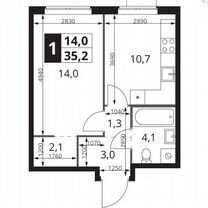 1-к. квартира, 35,2 м², 8/25 эт.