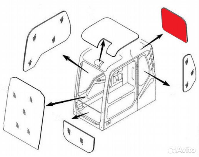 Стекло кабины заднее экскаватор Hyundai