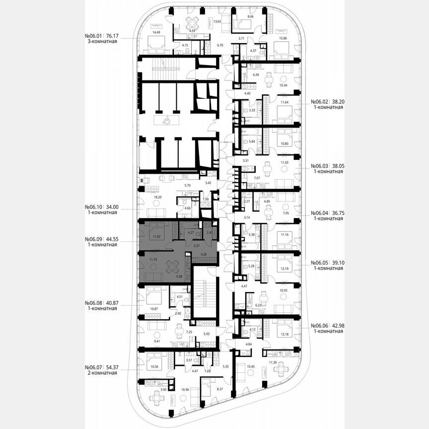 1-к. квартира, 44,6 м², 6/49 эт.