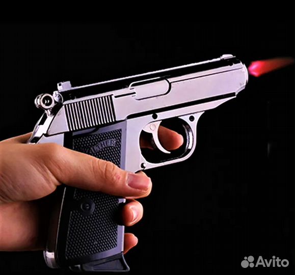 Зажигалка пистолет Вальтер, турбо пламя, 1в1