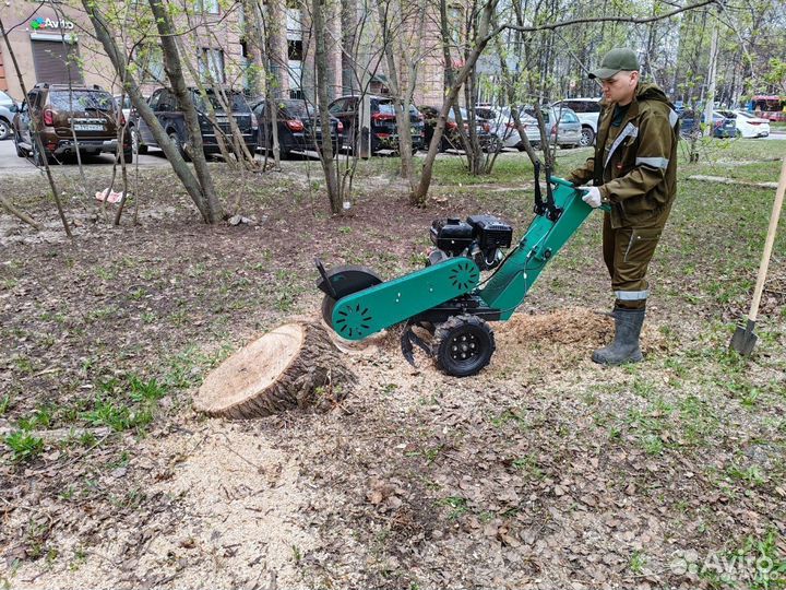 Удаление пней. Корчевание пней. Дробление пня