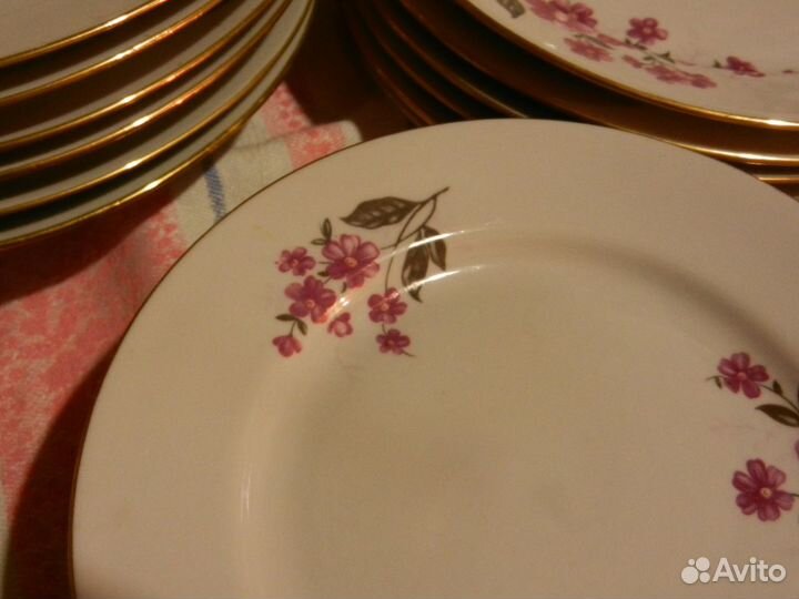 Сервиз столовый позолота руч роспись СССР 21 предм