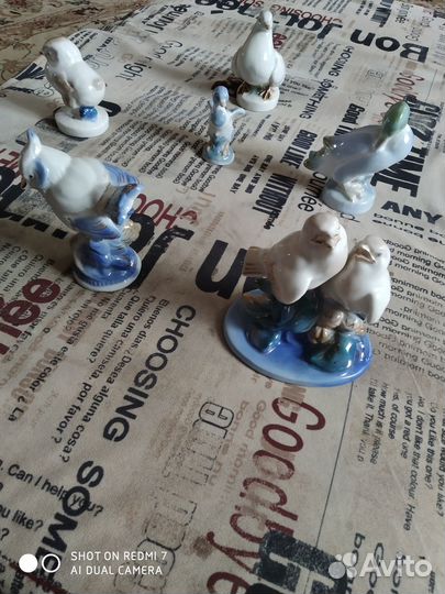 Статуэтки СССР старая гжель 50-е года, одним лотом