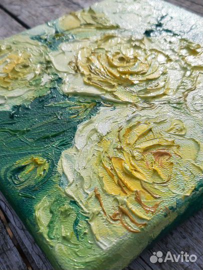 Картина текстурная маслом на холсте розы