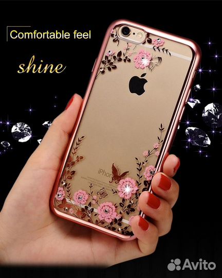 Чехол силиконовый со стразами Apple iPhone