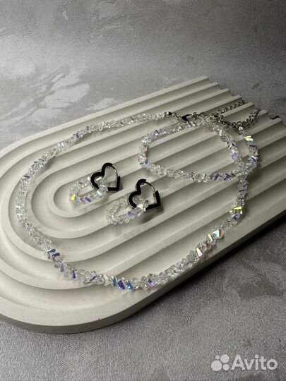 Чокер, браслет и серьги (ручная работа)