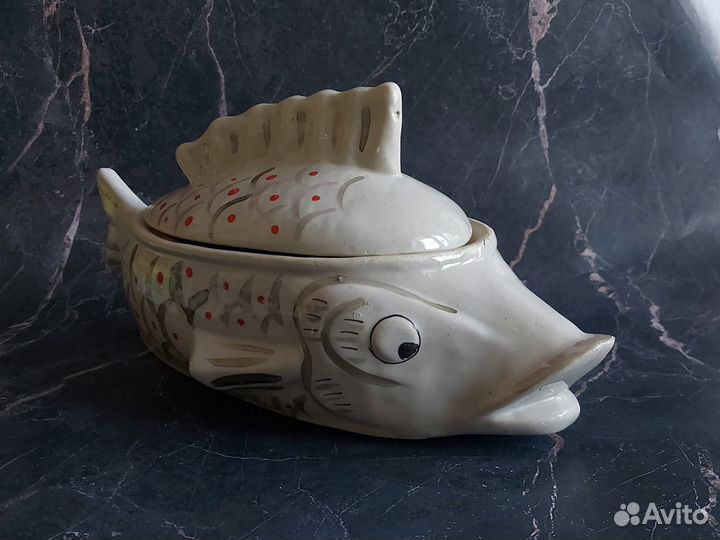 Форма для запекания Осётр советская керамика СССР