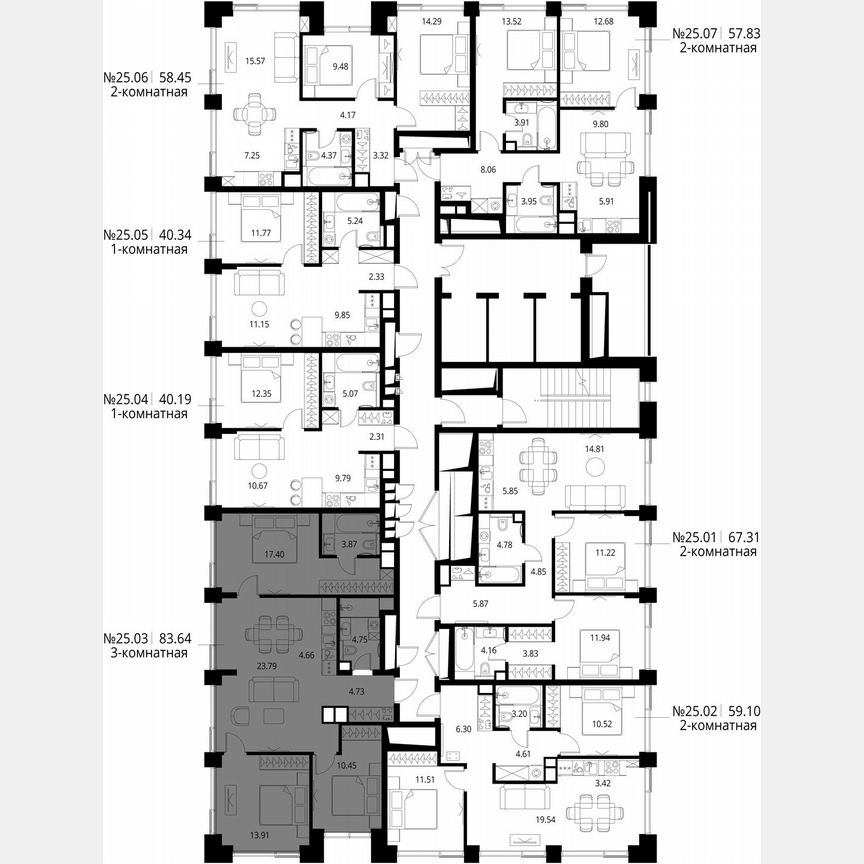 3-к. квартира, 83,6 м², 25/27 эт.