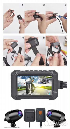 Видеорегистратор для мотоцикла Wi-Fi GPS