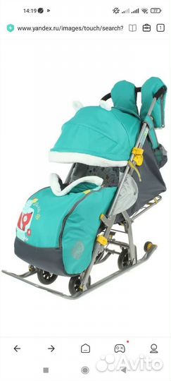 Санки Ника 7 2 - Лисичка, изумрудный цвет