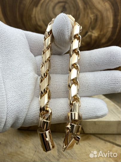 Мужской золотой браслет бисмарк модерн 132гр