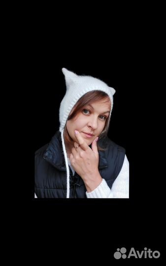 Вязаный Чепчик kitty женский 54-56р-р