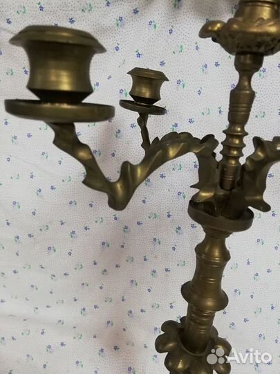 Большой подсвечник канделябр из бронзы