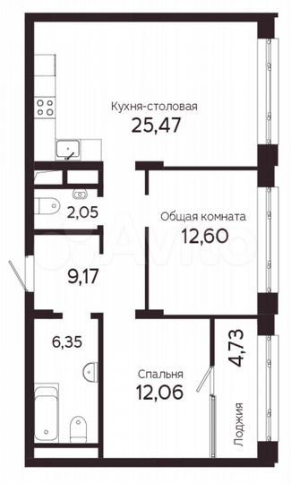 2-к. квартира, 72,2 м², 7/22 эт.