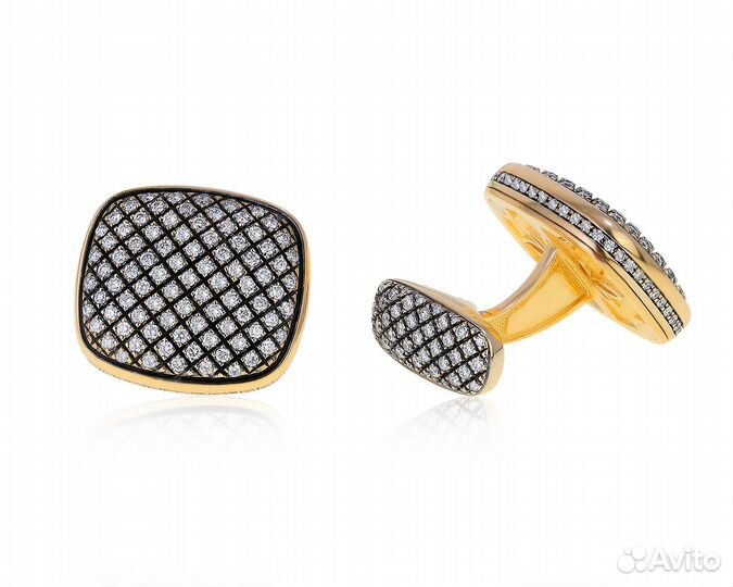 Золотые запонки с бриллиантами 2.20 ct