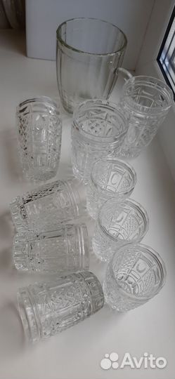 Хрустальные стаканы, пивная кружка СССР