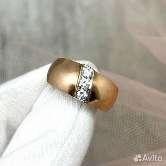 Золотое кольцо Чалма СССР 583 бриллианты 0,27 ct