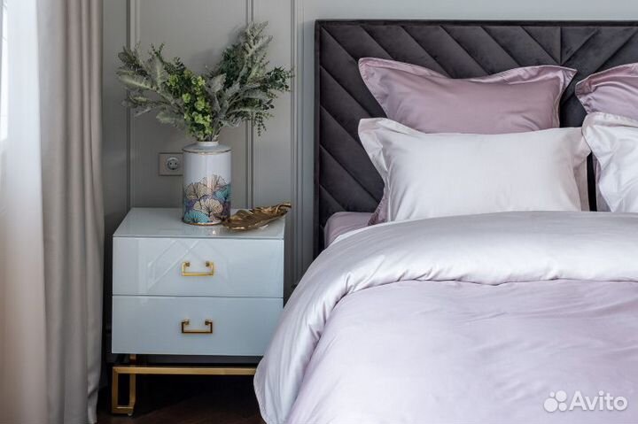 107TD-D26G2-NAV BEG Комплект наволочек сатин беж 5