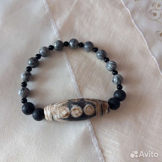 Браслет с бусиной Дзи 7 глаз - известность И удача