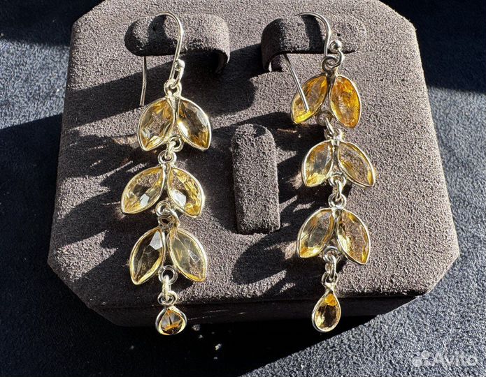 Серьги с натуральным цитрином
