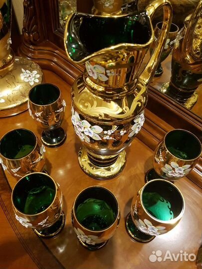 Графин со стаканами Богемия Смальта Лепка Новый