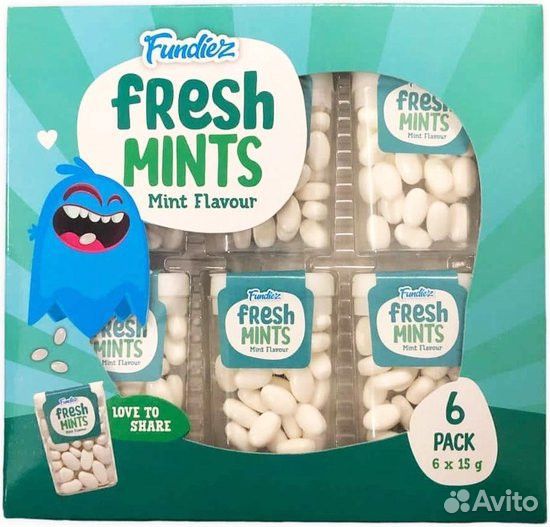 Мятное драже Fundiez Fresh Mints 6 упаковок по 15