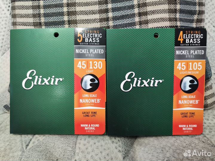 Струны для 4 и 5 стр. бас-гитары Elixir (США)
