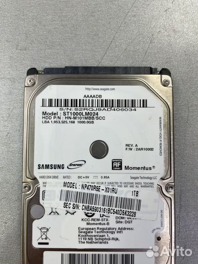Жесткий диск 2.5 Samsung ST1000LM024 1Tb SATA II