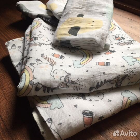 Пледик муслиновый + 3 пеленочки
