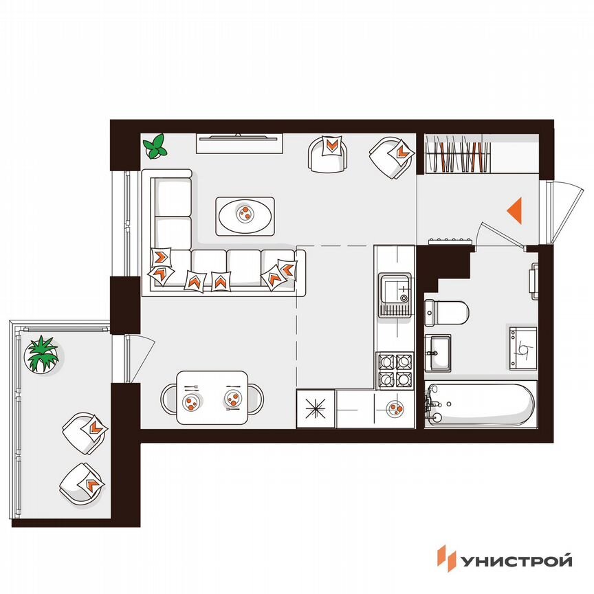 Квартира-студия, 27,3 м², 3/5 эт.