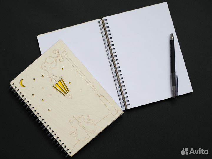 Блокнот с деревянной обложкой «Кошки»