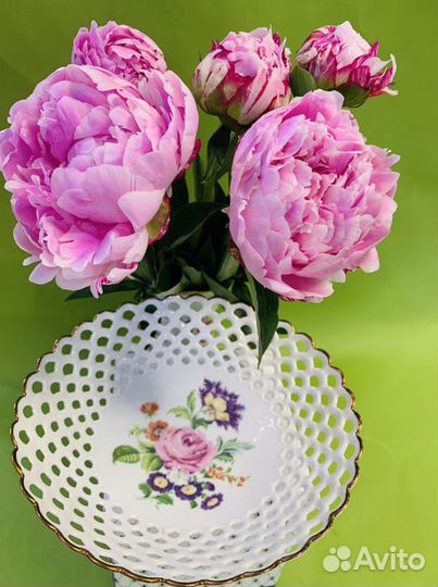 Хлебница и пара фарфоровая розовый букет Апоньи