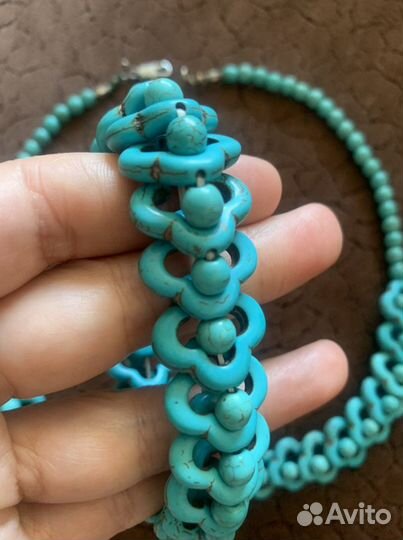 Бирюза бусы браслет комплект