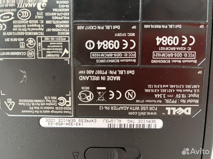 Ноутбук dell model PP29L