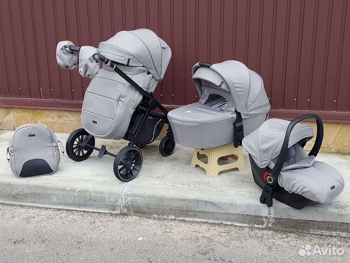 Коляска 3в1 Новая luxmom 760 (серый)