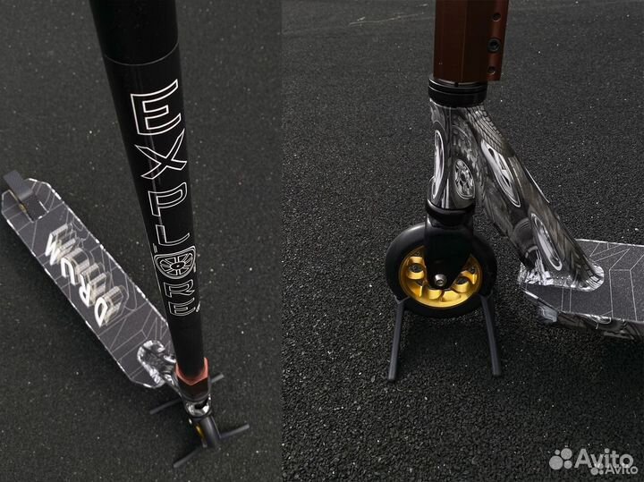 Трюковой самокат с синими грипсами Dram iebmp77