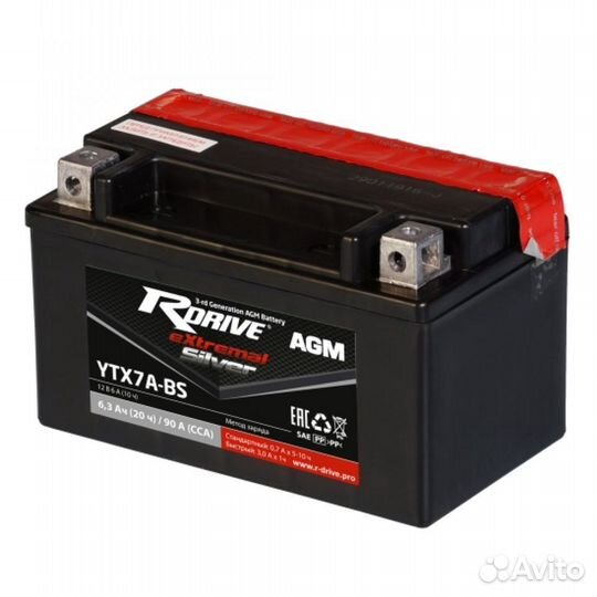 RDrive Silver YTX7A-BS 6 Ah, ток 90 А AGM