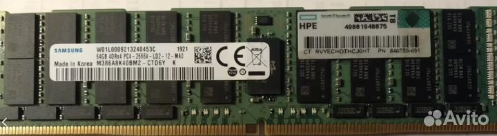 Samsung DDR4 64gb 2666mhz p/n 840759-091 HPE