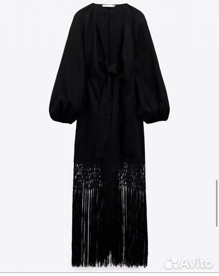 Накидка льняная с бахромой zara