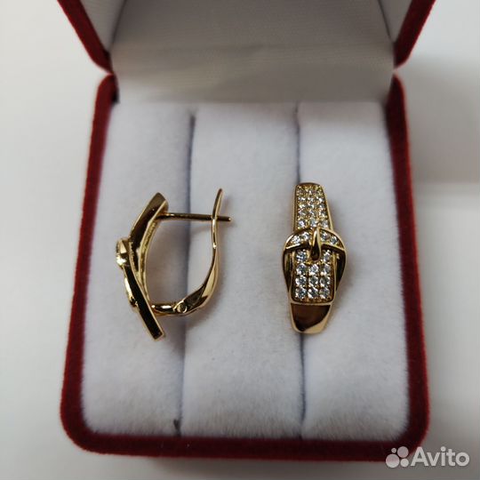 Серьги Пряжка, золочение