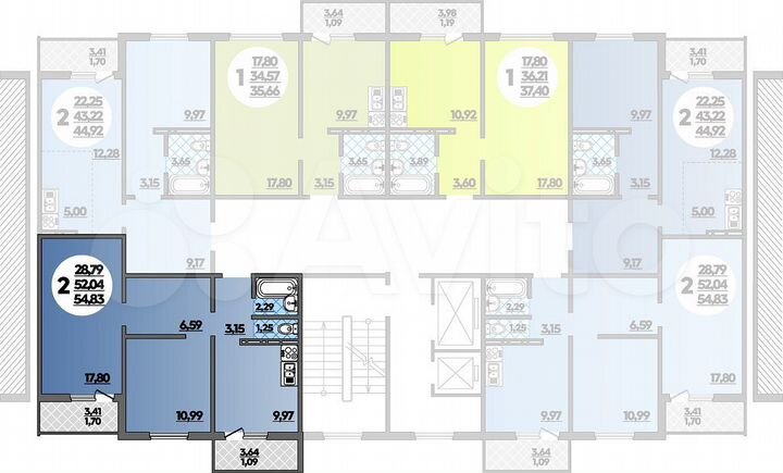 2-к. квартира, 54,8 м², 9/16 эт.
