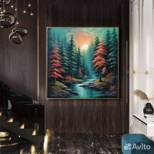Большая картина маслом лес