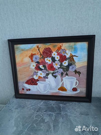 Картина в раме. Холст. Натюрморт. 40х30