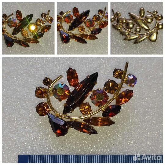 Винтажные Броши Aurora Borealis Чехословакия