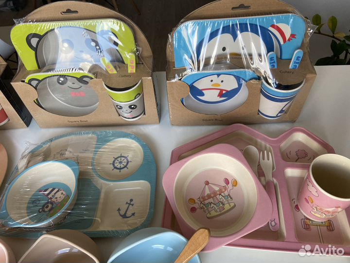 Детская силиконовая, бамбуковая посуда