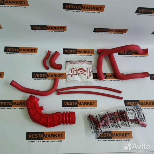 Комплект патрубков двигателя 1118, каучук Красный