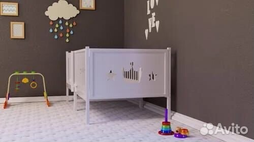 Кроватка с бортиком Лисенок берёза от 2х лет