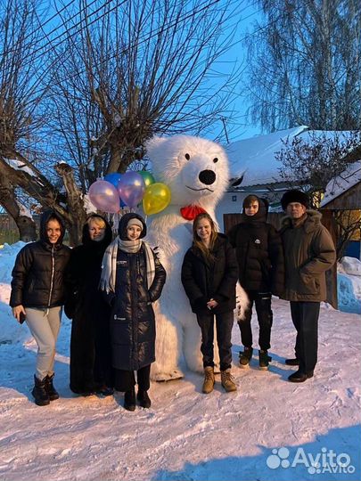Ростовая кукла, белый мишка, поздравление